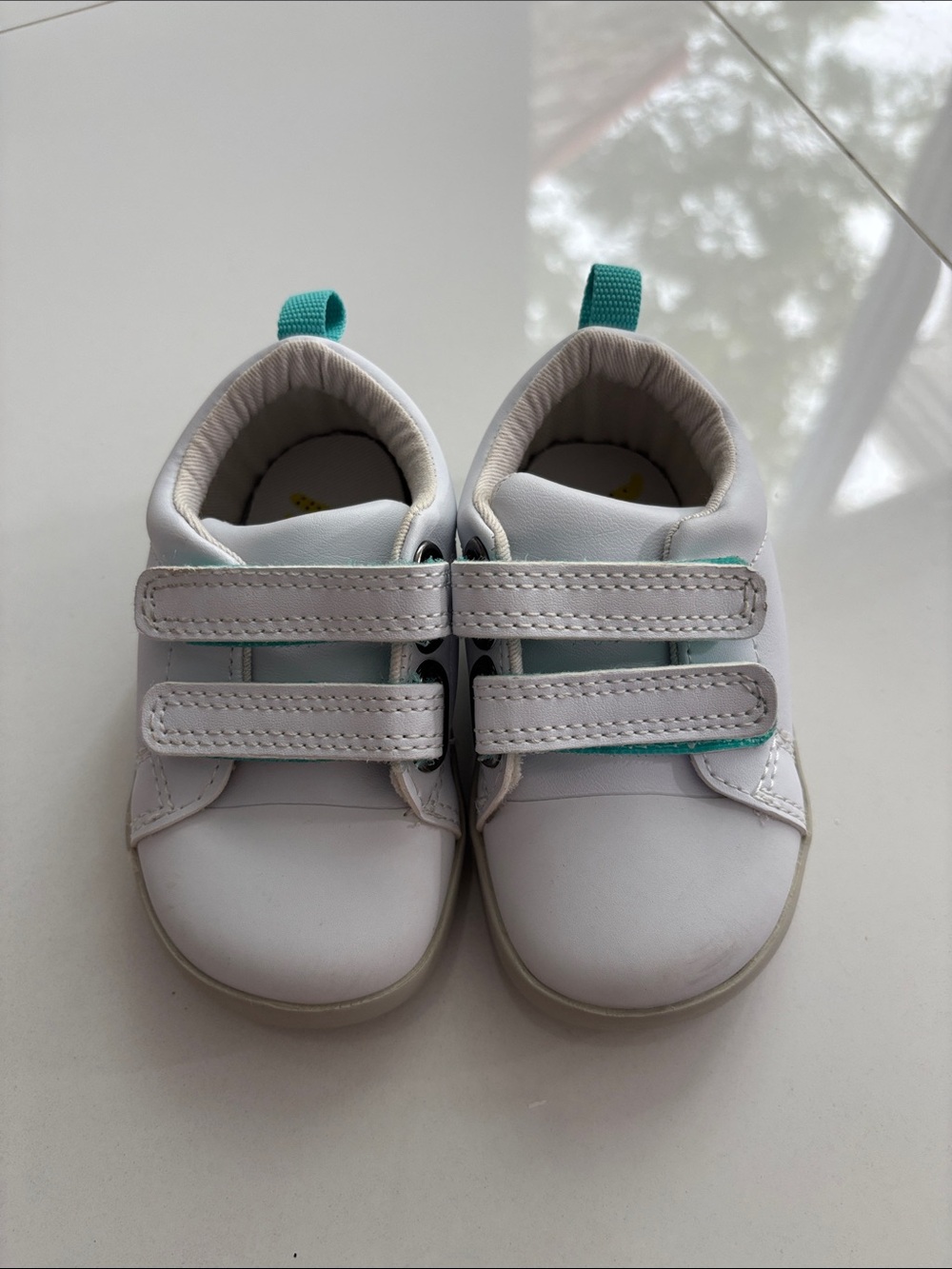 Ten Little Everyday Original White Leather Velcro Hook and Loop Sneakers